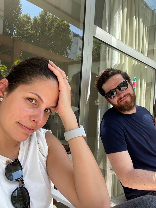 Cristina and Mike waiting for Argentina hotel